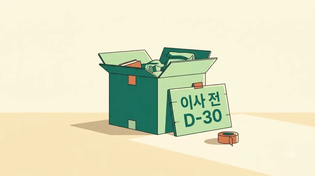 이사 준비물 – 당일 가방과 포장 상자 나누기 관련 이사 준비 장면