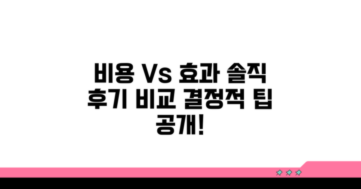 비용 대비 효과, 솔직 후기 비교 분석
