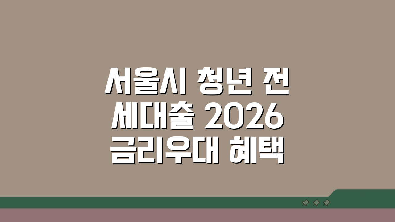 서울시 청년 전세대출 2026 금리우대 혜택 총정리: 한도·조건·서류까지