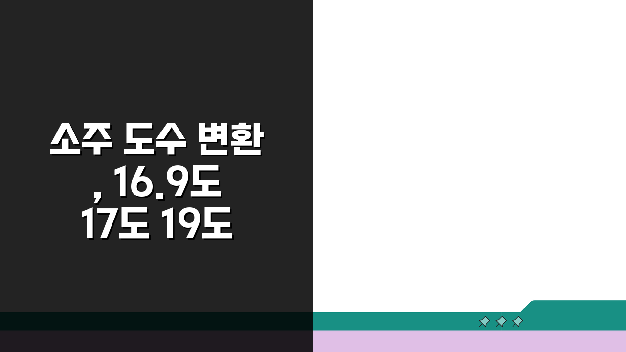 소주 도수 변환, 16.9도 17도 19도 알코올 도수 차이 궁금하다면?